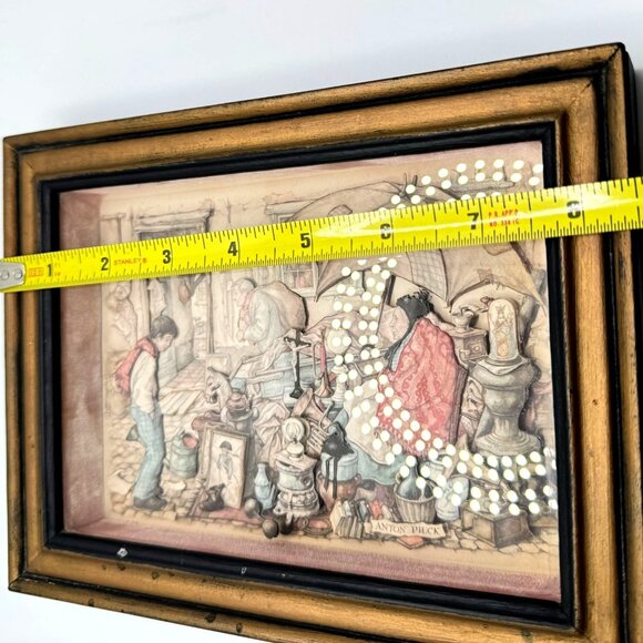 1966 Anton Pieck 3D Shadow Box Diorama "Flea Market" Framed Art Vintage - Picture 3 of 13